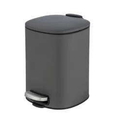 WENKO Treteimer Alassio, Grau 5 L, Easy-Close Absenkautomtik