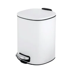 WENKO Treteimer Alassio, Weiß 5 L, Easy-Close Absenkautomtik