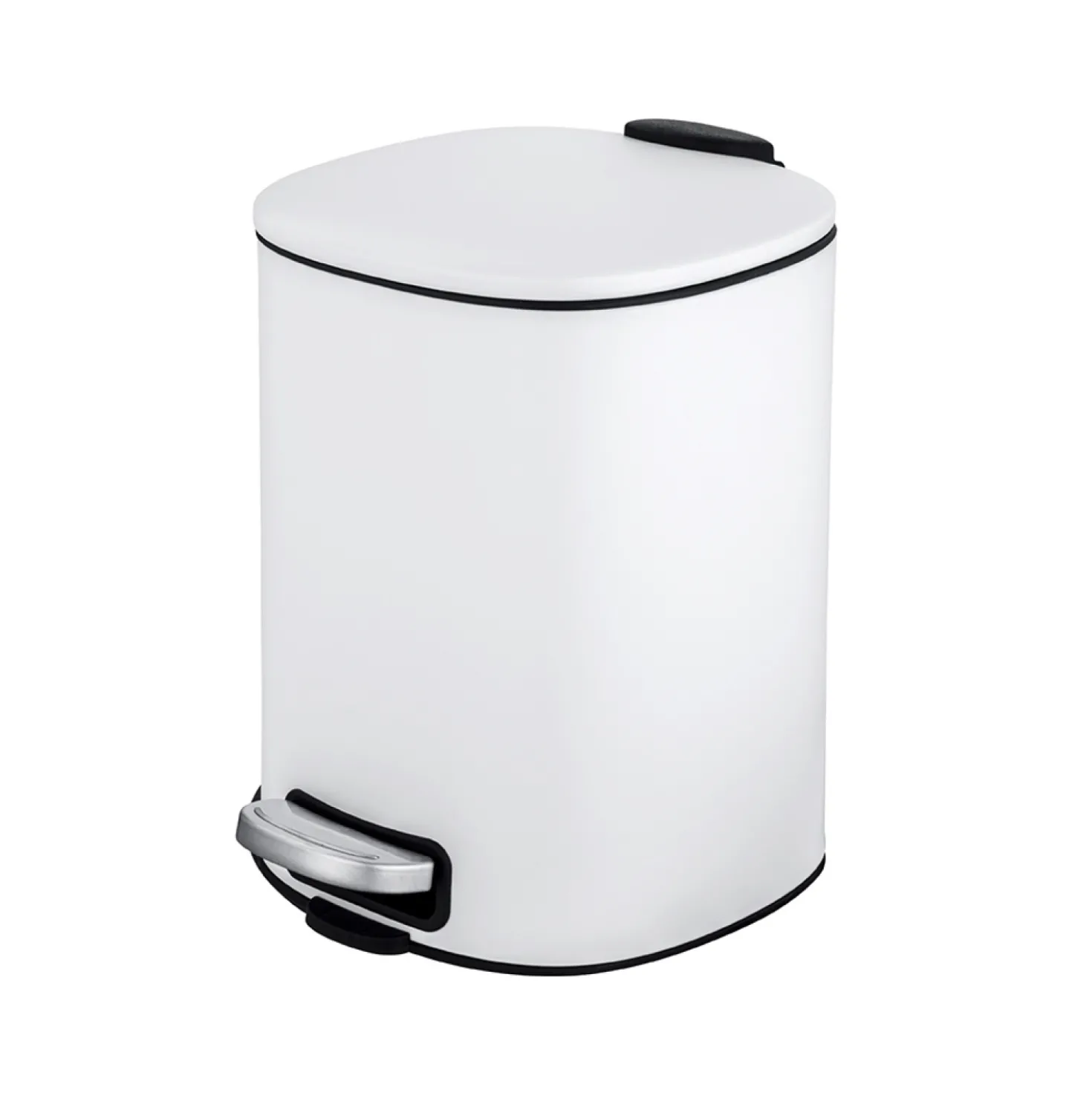 WENKO Treteimer Alassio, Weiß 5 L, Easy-Close Absenkautomtik