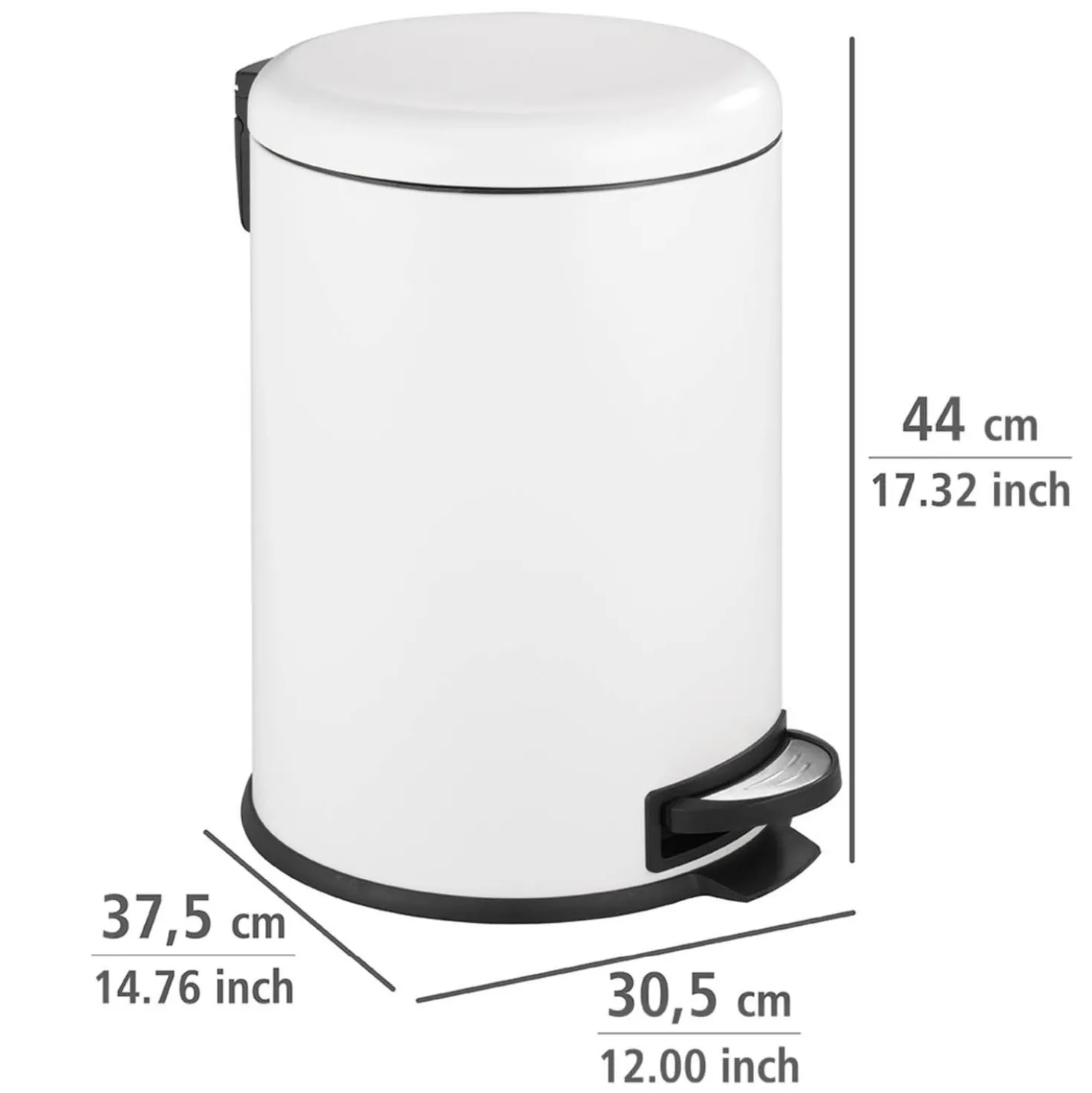 WENKO Treteimer Mod. Leman Easy Close Weiß 20 L, mit herausnehmbarem Einsatz