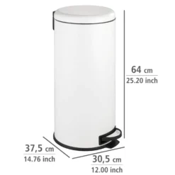 WENKO Treteimer Mod. Leman Easy Close Weiß 30 L, mit herausnehmbarem Einsatz