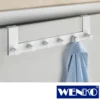 WENKO Türgarderobe Celano Weiß, 6 Haken, für Türfalzstärken bis 2 cm