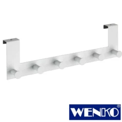 WENKO Türgarderobe Celano Weiß, 6 Haken, für Türfalzstärken bis 2 cm