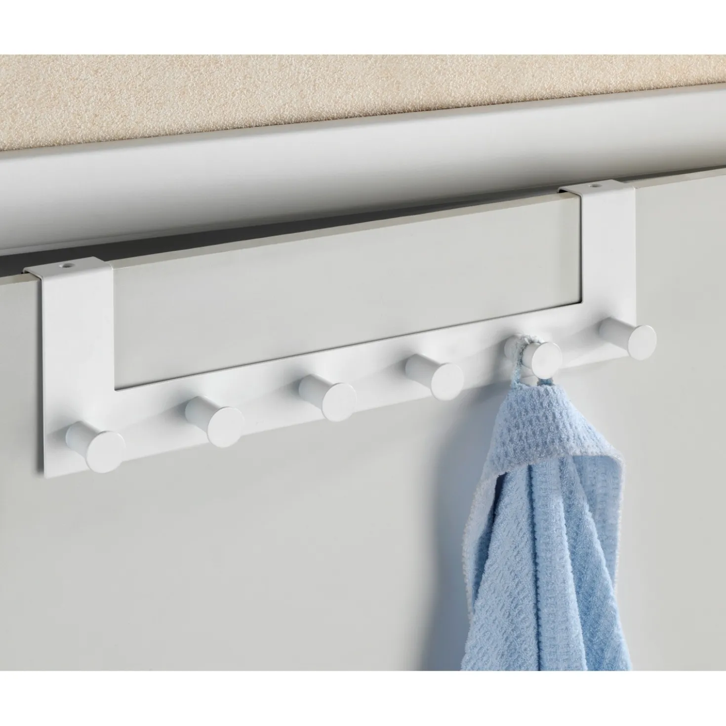 WENKO Türgarderobe Celano Weiß, 6 Haken, für Türfalzstärken bis 2 cm
