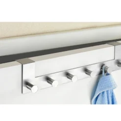 WENKO Türgarderobe Edelstahl Celano, 6 Haken, für Türfalzstärken bis 4 cm