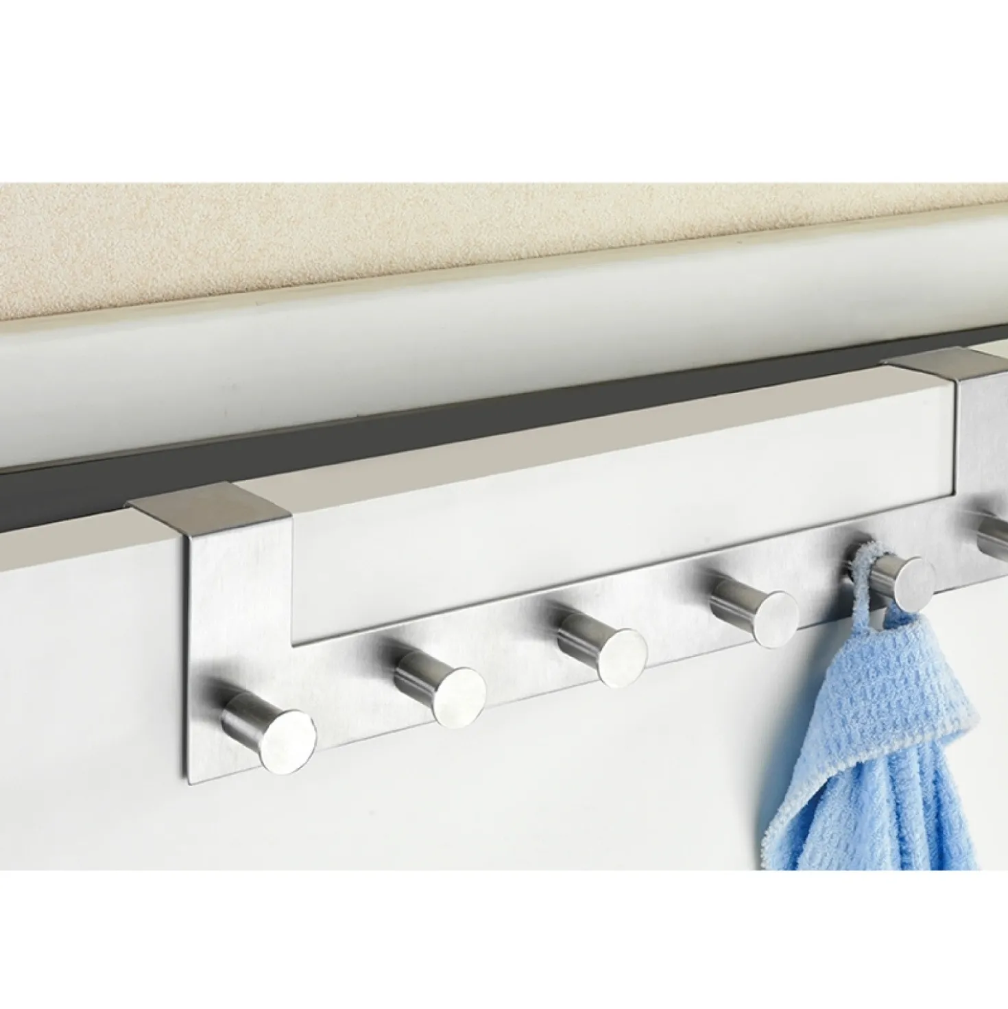 WENKO Türgarderobe Edelstahl Celano, 6 Haken, für Türfalzstärken bis 4 cm