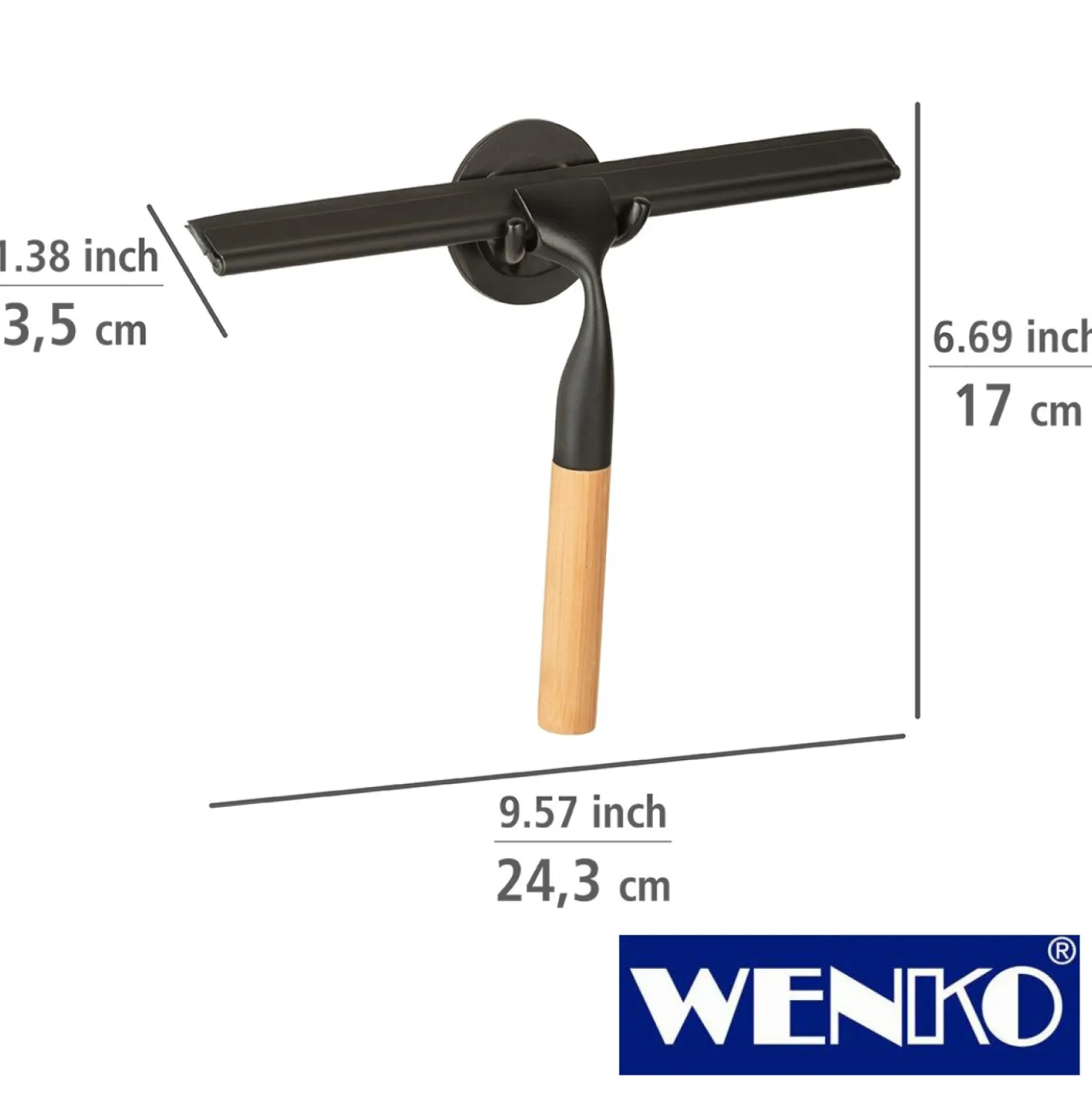 WENKO Turbo-Loc® Badezimmerwischer "Bambusa" aus Bambus und Edelstahl