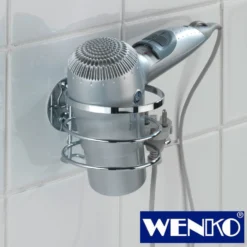 WENKO Turbo-Loc® Edelstahl Haartrocknerhalter, rostfrei, Befestigen ohne bohren