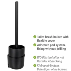 WENKO Turbo-Loc® WC-Garnitur Mod. Carpino Schwarz, Befestigen ohne Bohren