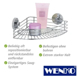 WENKO Vacuum-Loc® Eckablage Bari, Befestigen ohne bohren