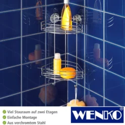 WENKO Vacuum-Loc® Eckregal 2 Etagen, Befestigen ohne bohren