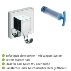 WENKO Vacuum-Loc® Wandhaken Mod. Quadro 2er Set,, Befestigen ohne Bohren