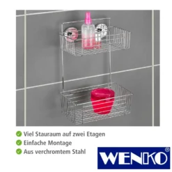 WENKO Vacuum-Loc® Wandregal 2 Etagen Bari, Befestigen ohne bohren