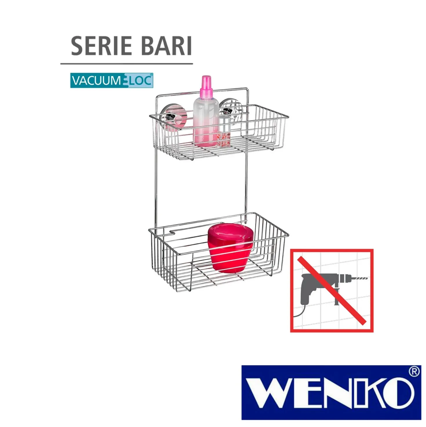 WENKO Vacuum-Loc® Wandregal 2 Etagen Bari, Befestigen ohne bohren