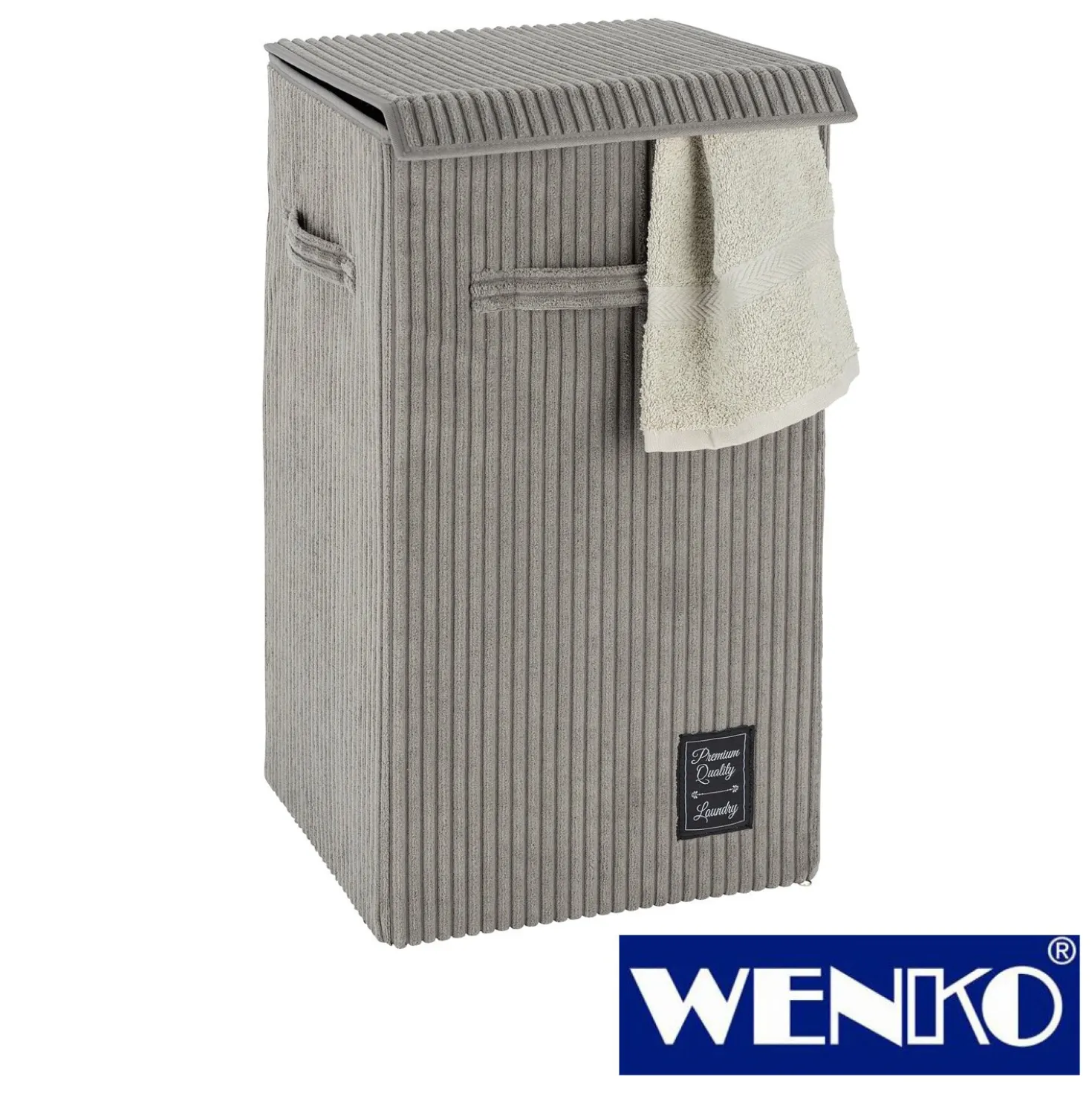 WENKO Wäschesammler Cora Grau, Wäschekorb, 63 l