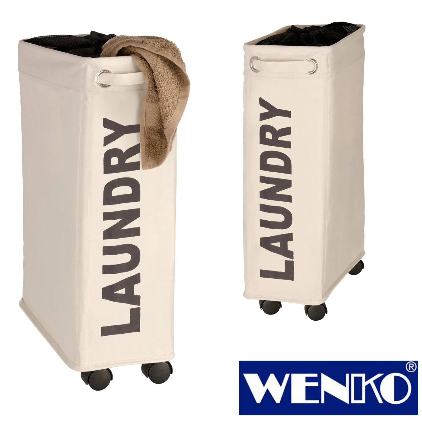 WENKO Wäschesammler Corno Beige, Wäschekorb, 43 l
