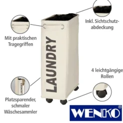 WENKO Wäschesammler Corno Beige, Wäschekorb, 43 l