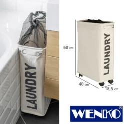 WENKO Wäschesammler Corno Beige, Wäschekorb, 43 l