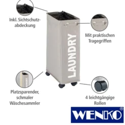 WENKO Wäschesammler Corno Taupe, Wäschekorb, 43 l