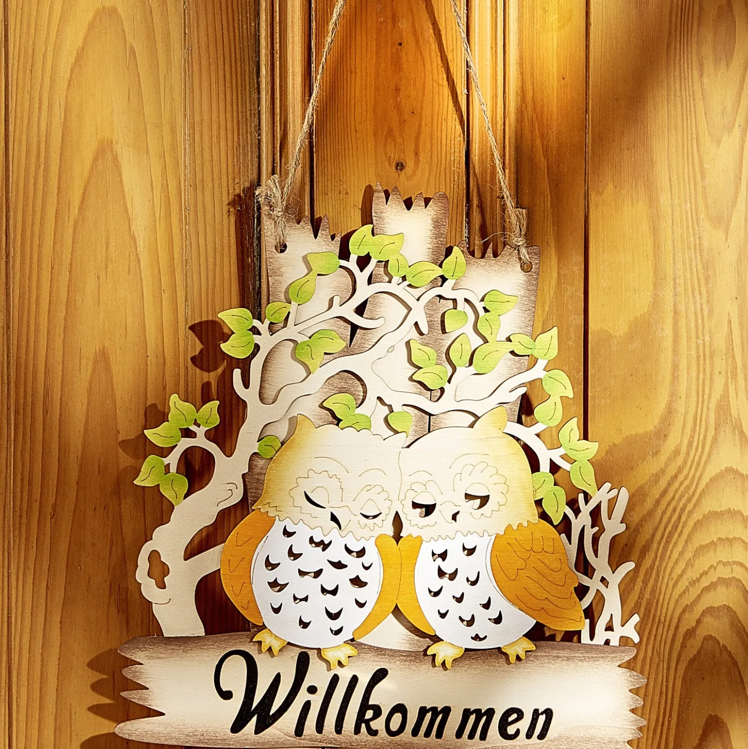 Willkommensschild "Eulenpaar"