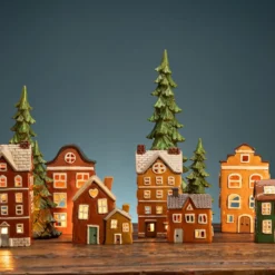 Windlicht Haus aus Steingut 11 bunt