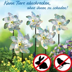 Windmühlen in Blütenform zur Vogelabwehr 5er-Set Gainsborough