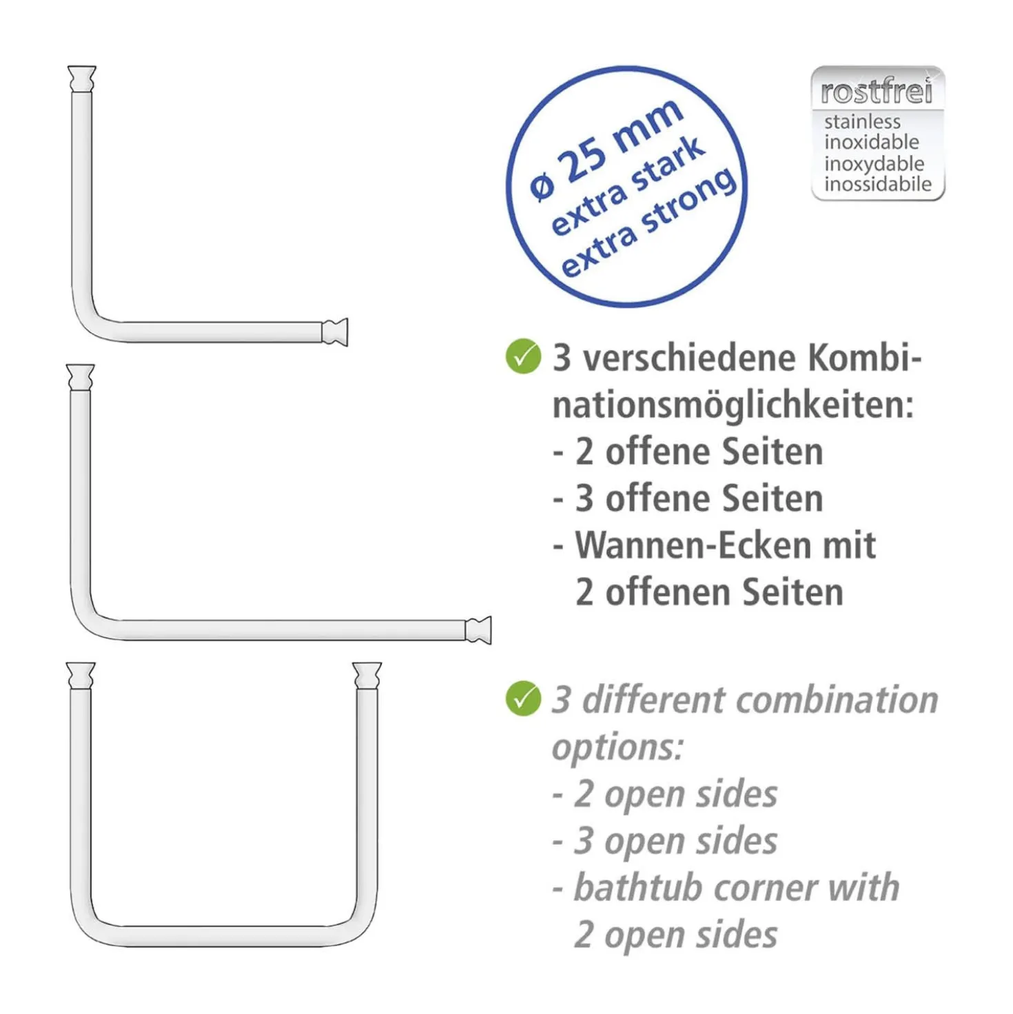 Winkelstange Universal extra stark Chrom WENKO