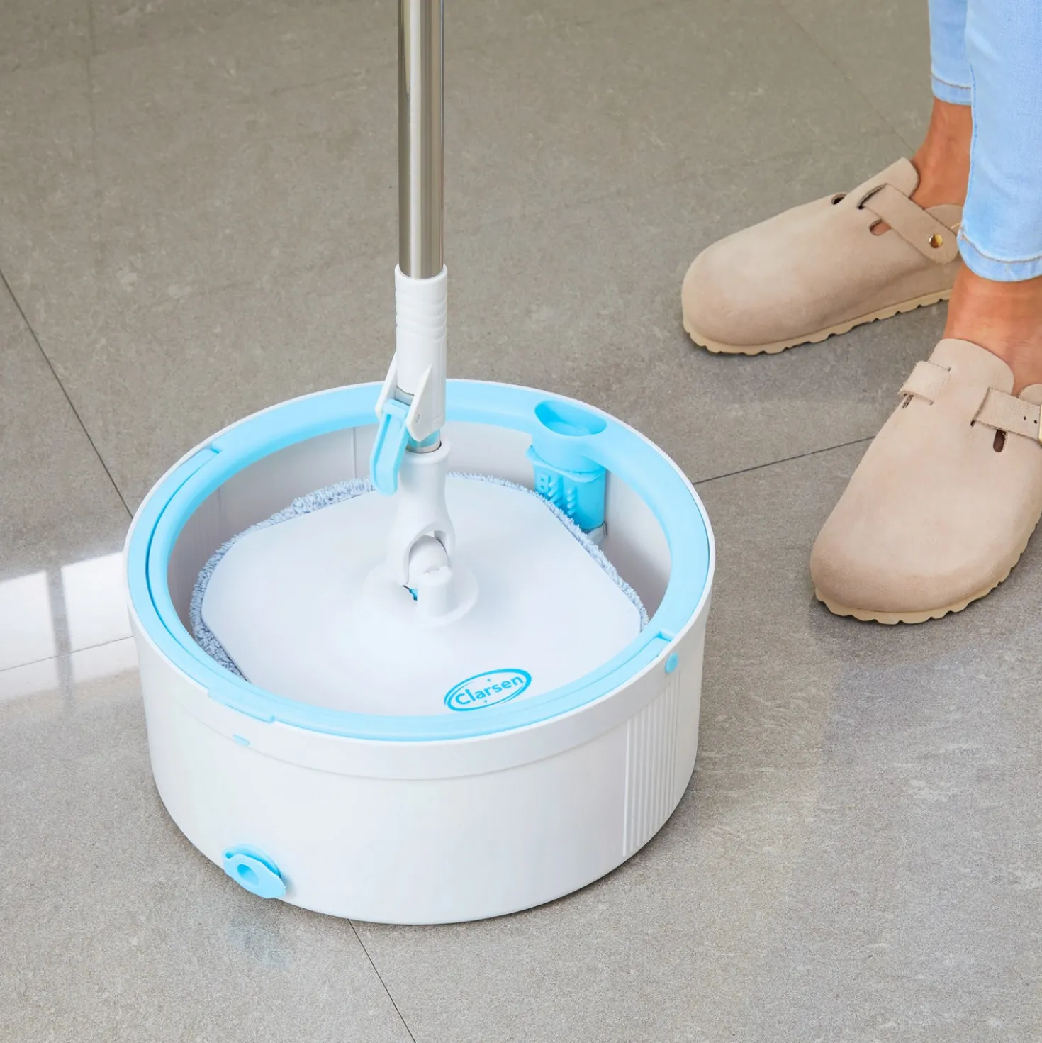 Wischmopp-System Spin-Mop mit Eimer und Frischwasser-System Clarsen