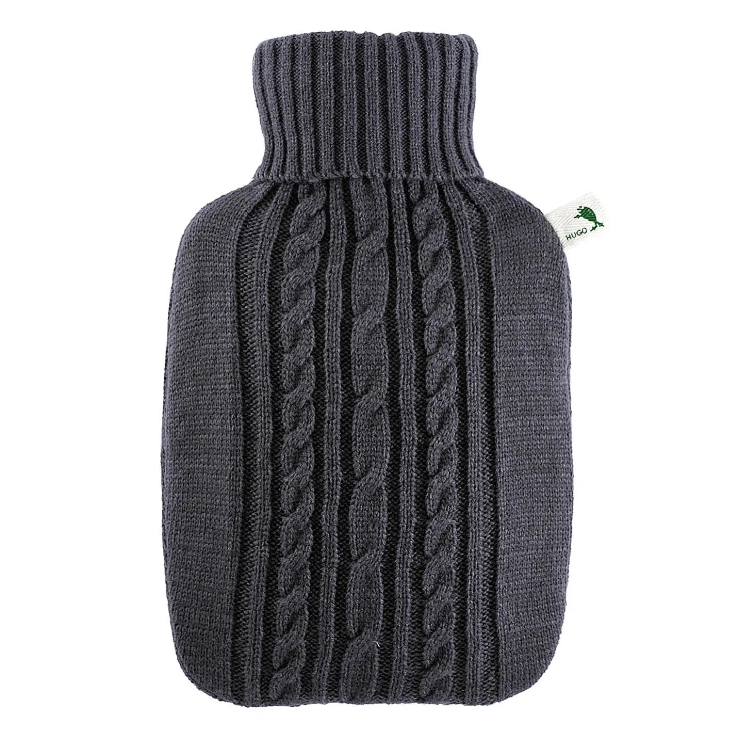 Wärmflasche Klassik Strickbezug dunkelgrau HUGO FROSCH