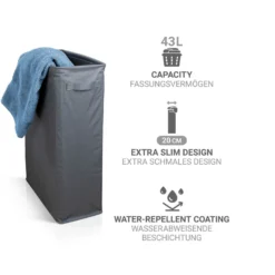 Wäschesammler Slim 46 l Anthrazit WENKO