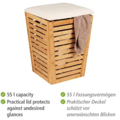 Wäschetruhe „Bambusa“ mit Sitzpolster WENKO