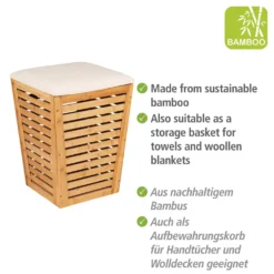 Wäschetruhe „Bambusa“ mit Sitzpolster WENKO