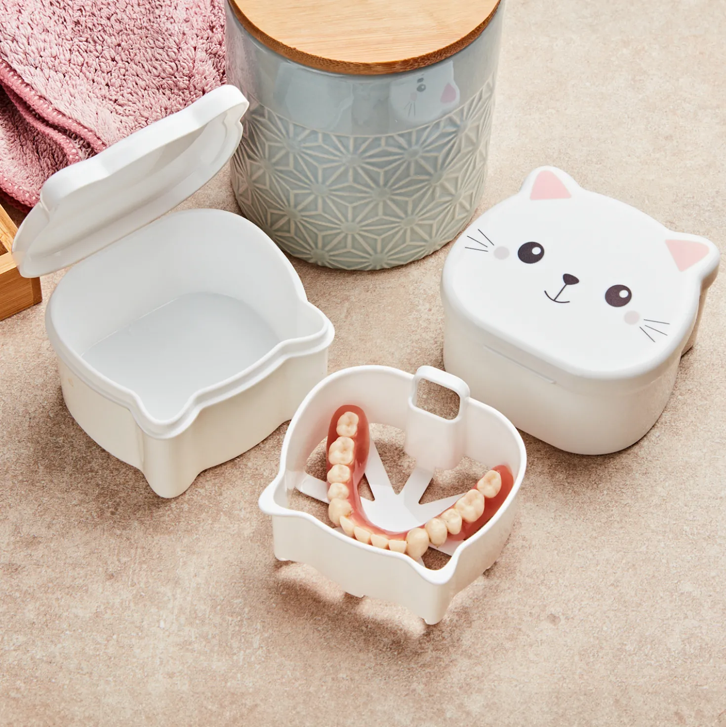 Zahnprothesen-Box "Katze" Java