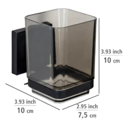 Zahnputzbecher „Quadro“, Vacuum-Loc®, schwarz WENKO