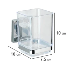 Zahnputzbecher „Quadro“, Vacuum-Loc®, Edelstahl WENKO