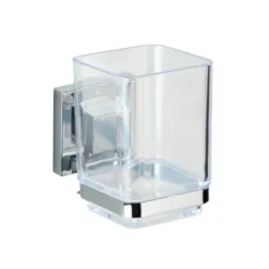 Zahnputzbecher „Quadro“, Vacuum-Loc®, Edelstahl WENKO