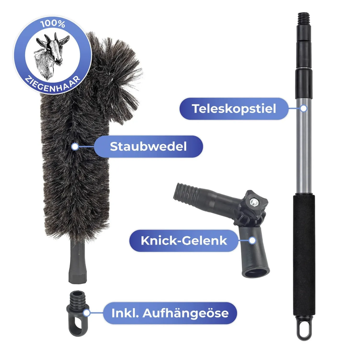 Ziegenhaar-Staubbesen mit Teleskopstiel MAXIMEX